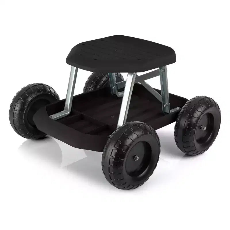 Garden Cart Rolling Stool Gardening Seat with Wheels and Tool Tray