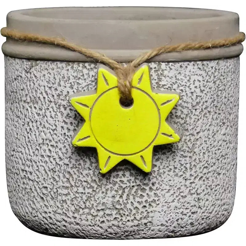 Classic Home and Garden Indoor/Outdoor Cement Planter with Drainage Hole, Sun Bowl, Small, Whitewash