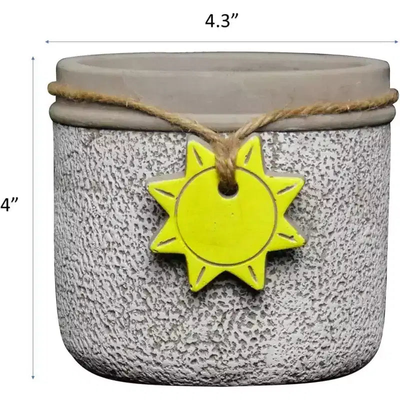 Jardinière d'intérieur/extérieur classique en ciment pour la maison et le jardin avec trou de drainage, bol solaire, petite, aspect blanchi à la chaux