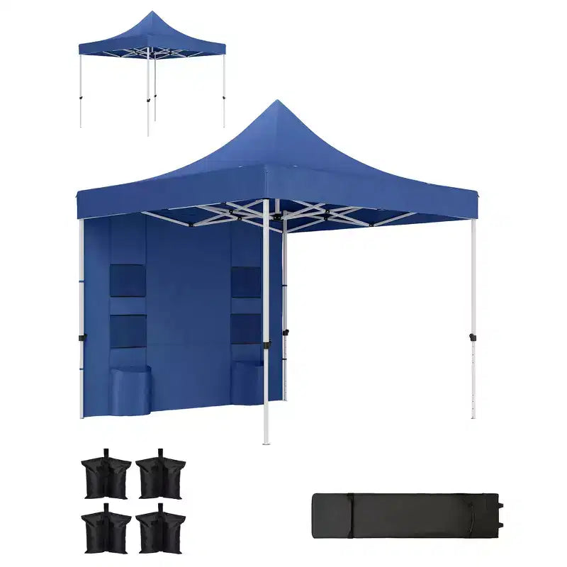 Tente escamotable robuste 3 x 3 m avec parois latérales, abri solaire instantané UPF50+