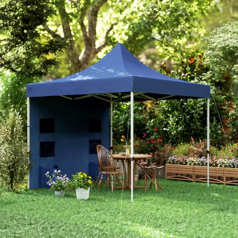 Tente escamotable robuste 3 x 3 m avec parois latérales, abri solaire instantané UPF50+