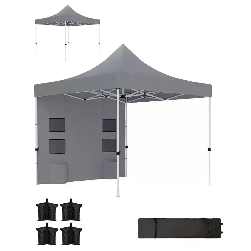 Tente escamotable robuste 3 x 3 m avec parois latérales, abri solaire instantané UPF50+