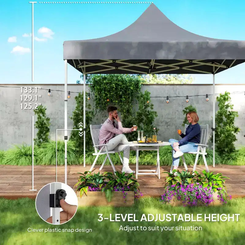 Tente escamotable robuste 3 x 3 m avec parois latérales, abri solaire instantané UPF50+