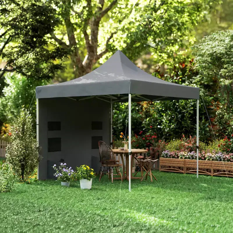 Tente escamotable robuste 3 x 3 m avec parois latérales, abri solaire instantané UPF50+