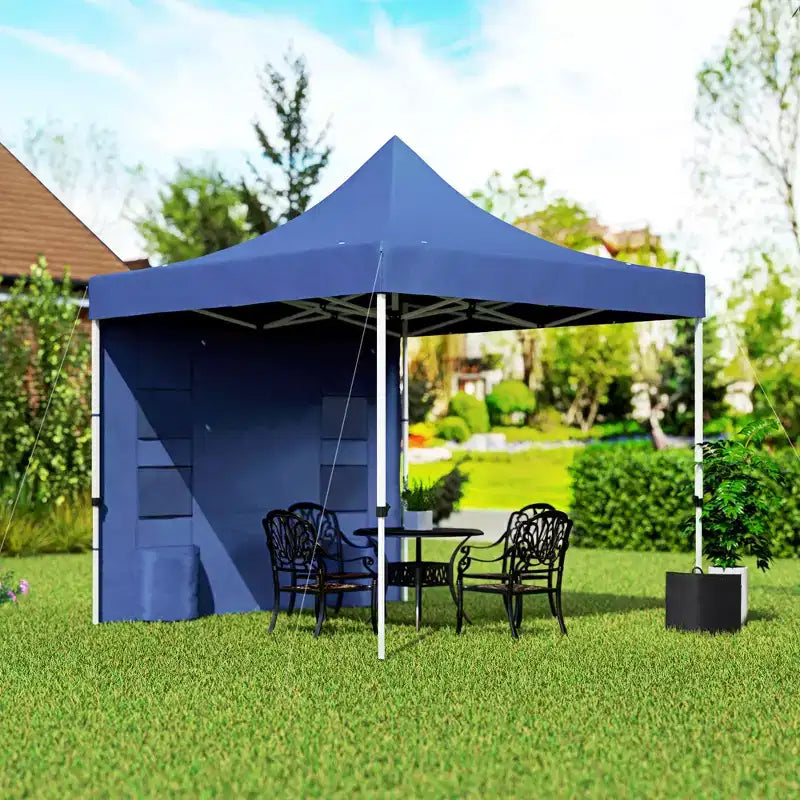 Tente escamotable robuste 3 x 3 m avec parois latérales, abri solaire instantané UPF50+