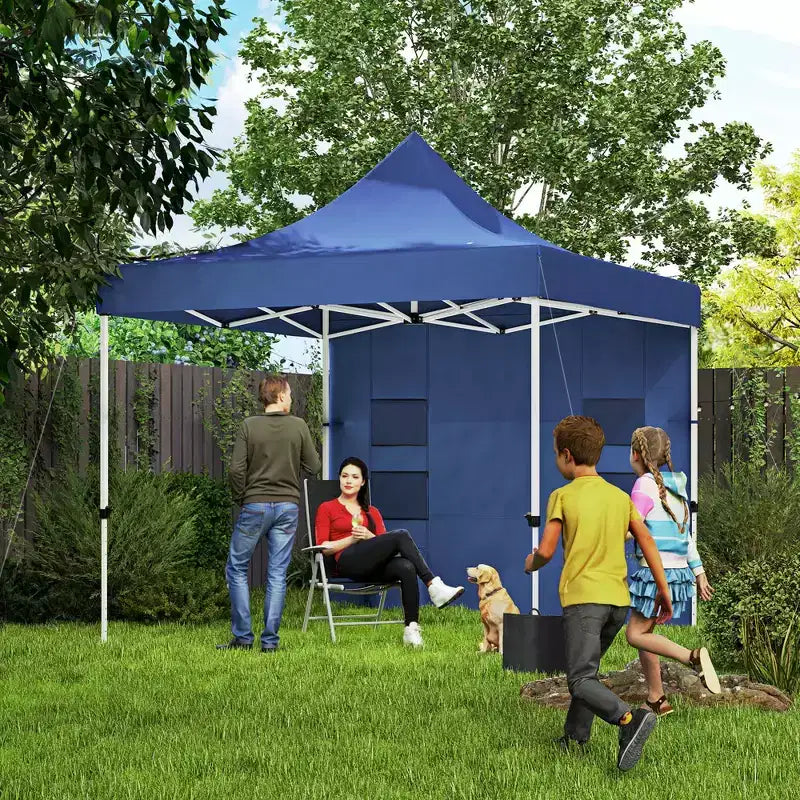 Tente escamotable robuste 3 x 3 m avec parois latérales, abri solaire instantané UPF50+