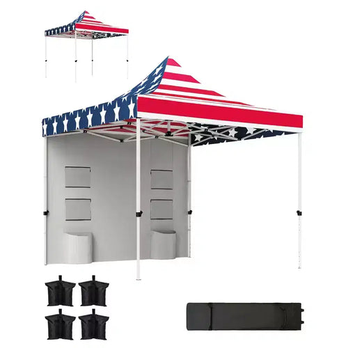Outsunny 10' x 10' Heavy Duty Pop Up Canopy Tent with Sidewall, UPF50+ Instant Sun Shelter