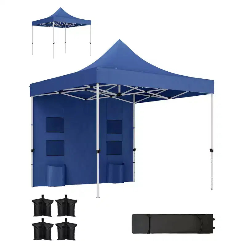 Tente escamotable robuste 3 x 3 m avec parois latérales, abri solaire instantané UPF50+