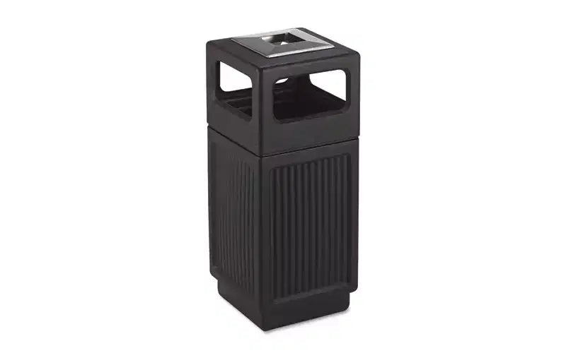 Safco Canmeleon Recessed Panel Receptacles, Polyethylene, Black - 15 gal