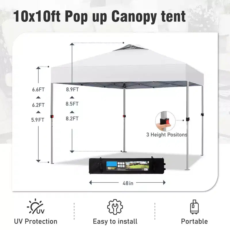Tente escamotable de 3 x 3 m - Abri solaire portable pour le camping et les événements (Bleu)