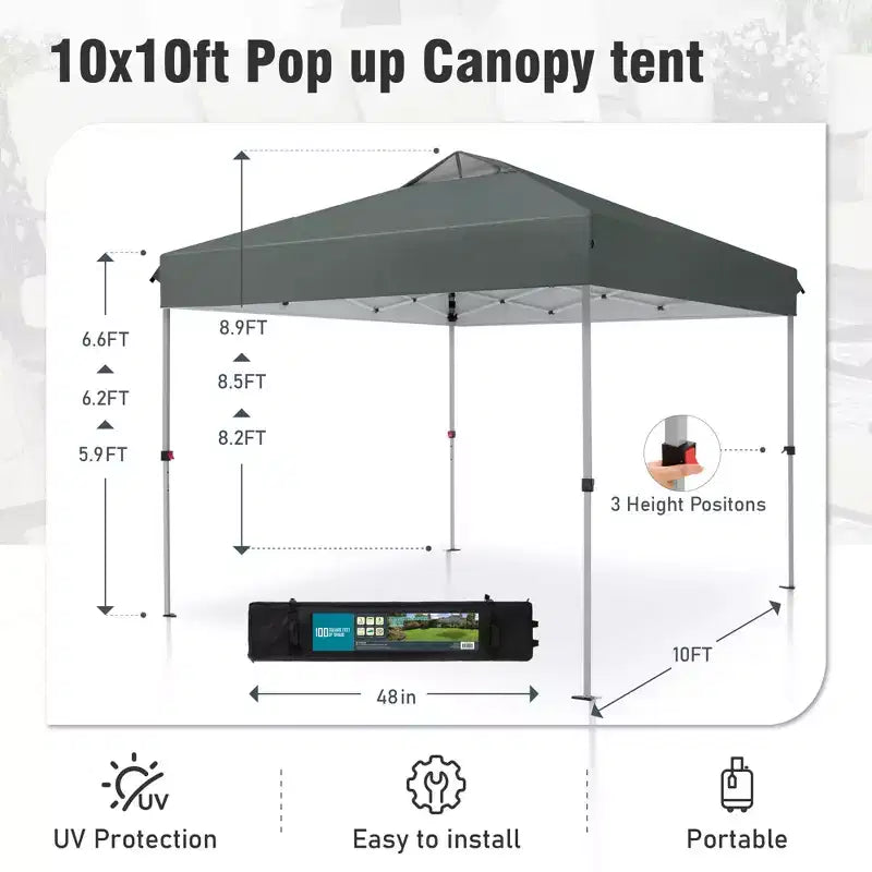 Tente escamotable de 3 x 3 m - Abri solaire portable pour le camping et les événements (Bleu)