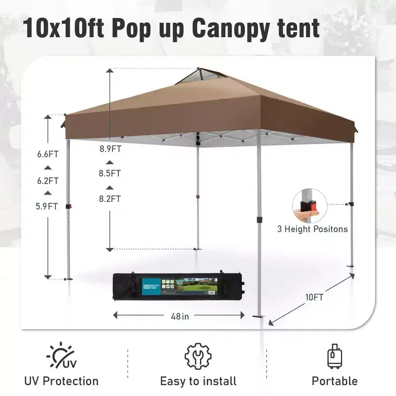 Tente escamotable de 3 x 3 m - Abri solaire portable pour le camping et les événements (Bleu)