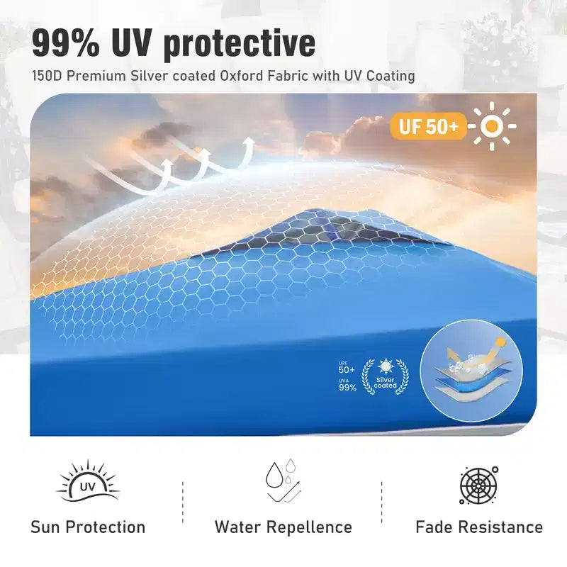 Tente escamotable de 3 x 3 m - Abri solaire portable pour le camping et les événements (Bleu)