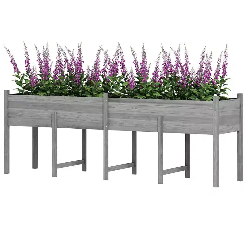 Lit de jardin surélevé de 2,26 m x 0,55 m x 0,79 m, jardinière en bois extra-large surélevée avec pieds et trous de drainage, capacité de 100 kg.