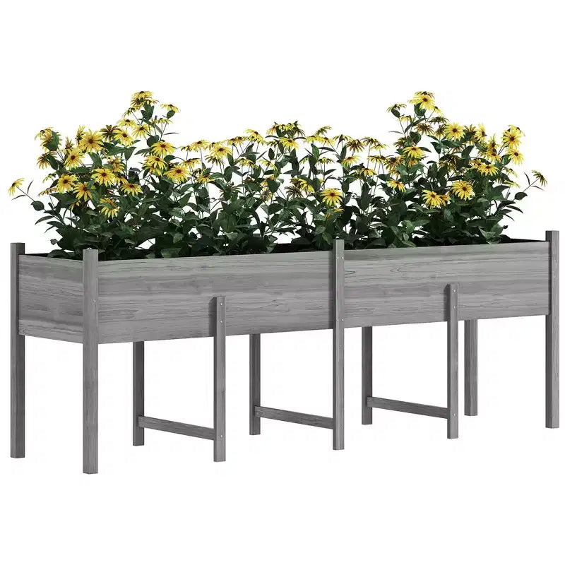 Outsunny 7.4' x 1.8' x 2.6' Raised Garden Bed Kit, Extra Large Elevated Wood Planter Box with Legs & Drainage Holes, 220 lbs. Capacity