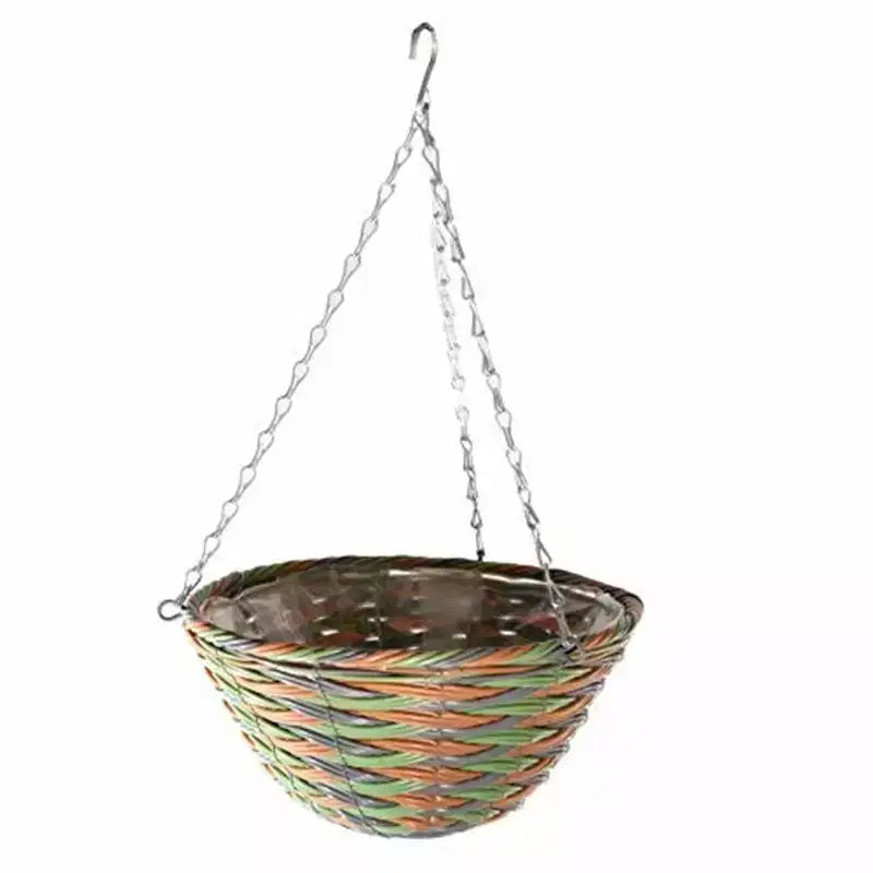 Gardener's Select Woven Plastic Rattan Hanging Basket, 12in