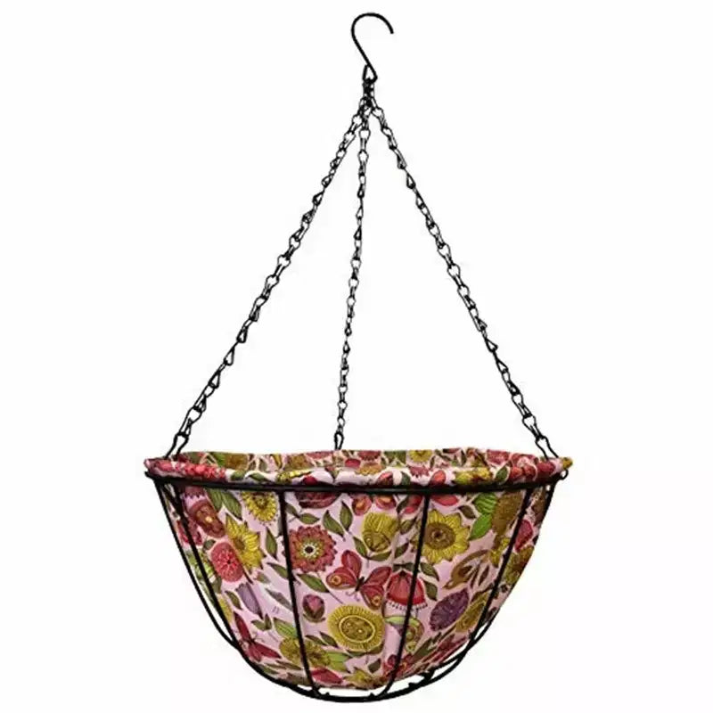 Gardener's Select Hanging Basket Planter with Paisley Fabric Coco Liner, 14in
