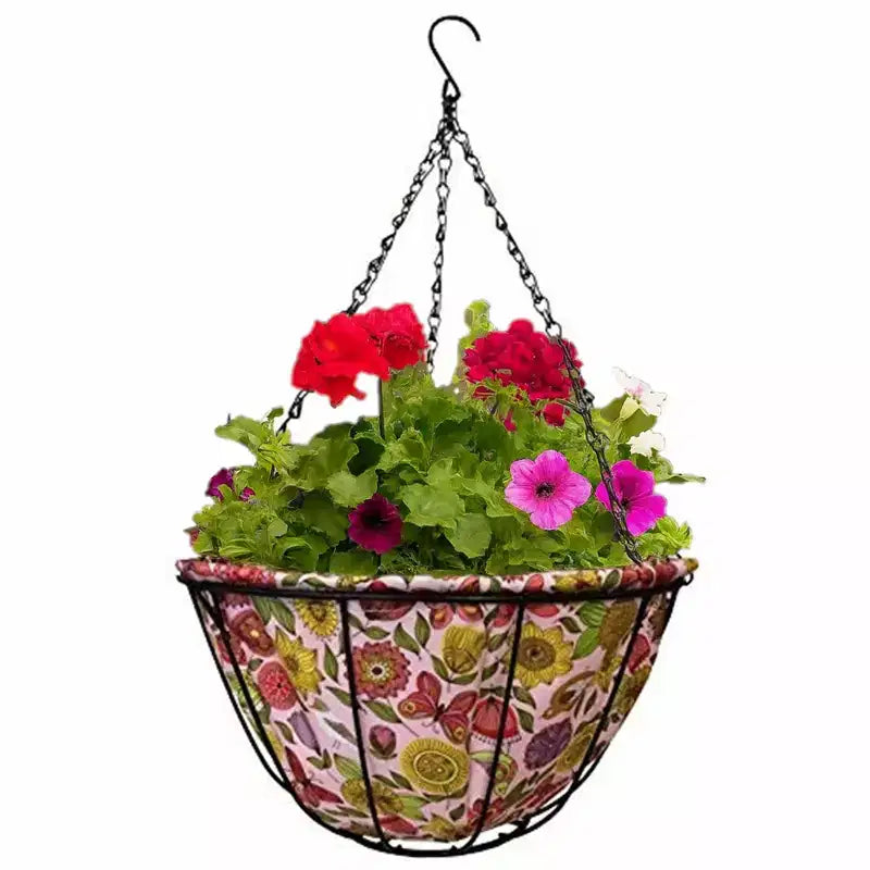 Jardinière suspendue de sélection de jardinage avec doublure en fibre de coco à motifs, 14 pouces