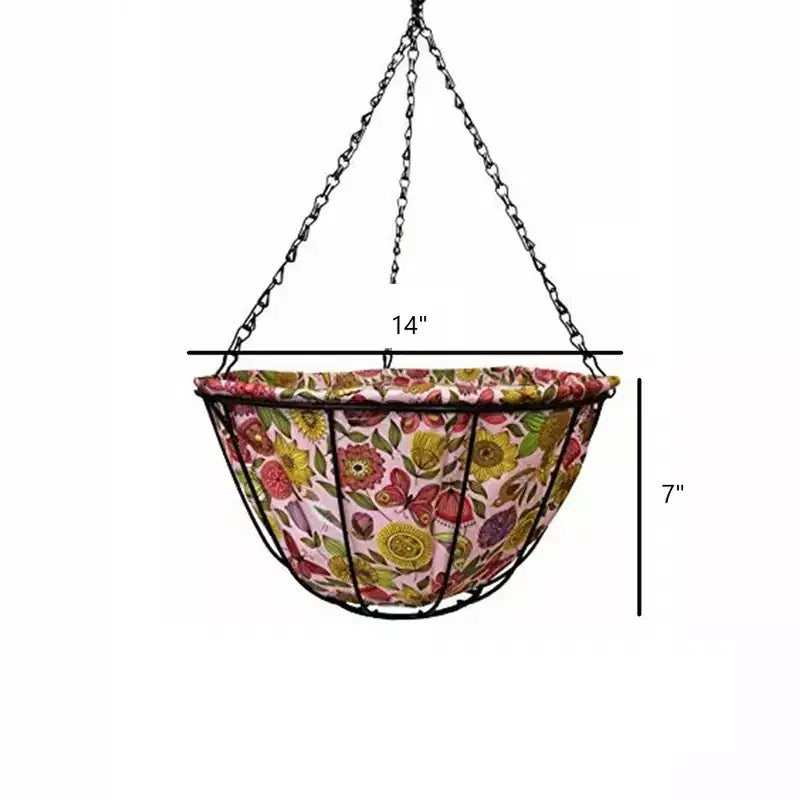 Jardinière suspendue de sélection de jardinage avec doublure en fibre de coco à motifs, 14 pouces