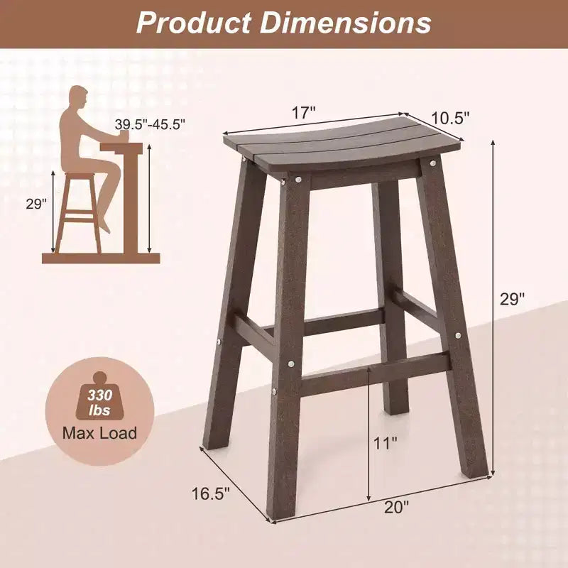 Ensemble de tabourets de bar de patio avec siège courbé et repose-pieds pour extérieur/jardin marron/noir/gris