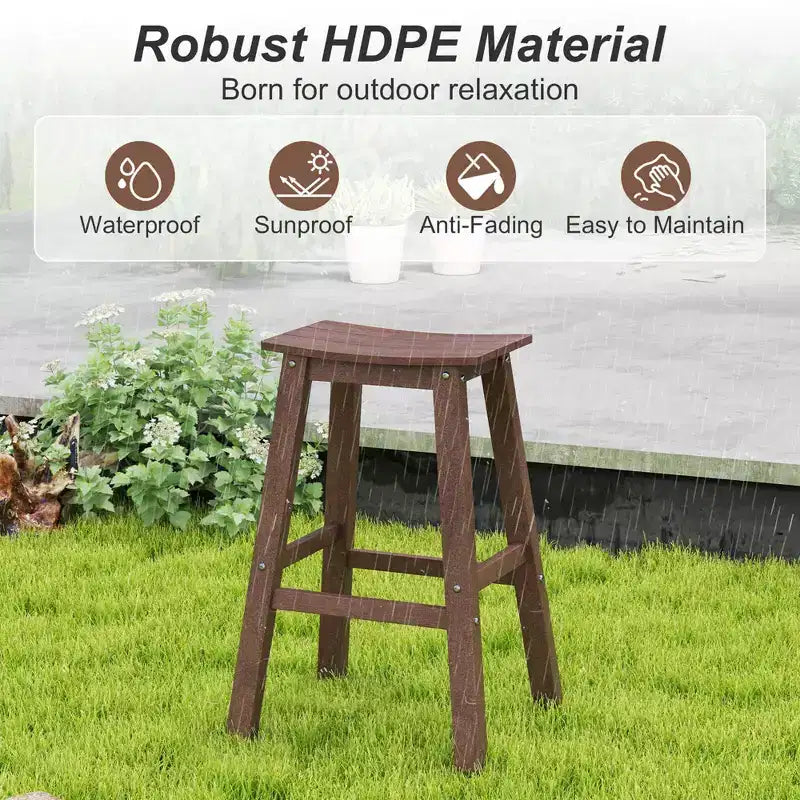 Ensemble de tabourets de bar de patio avec siège courbé et repose-pieds pour extérieur/jardin marron/noir/gris