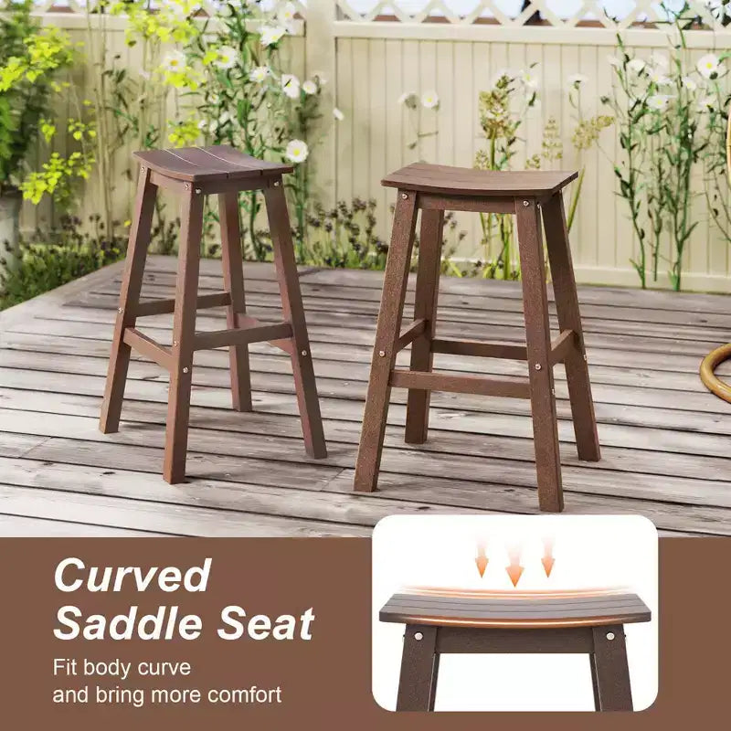 Ensemble de tabourets de bar de patio avec siège courbé et repose-pieds pour extérieur/jardin marron/noir/gris