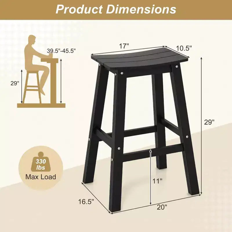 Ensemble de tabourets de bar de patio avec siège courbé et repose-pieds pour extérieur/jardin marron/noir/gris