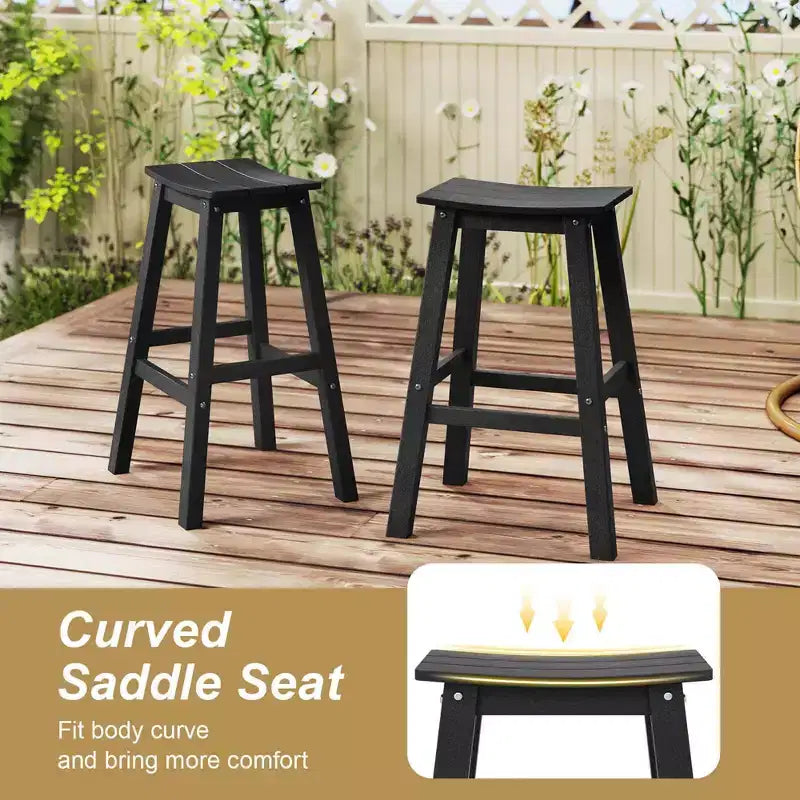 Ensemble de tabourets de bar de patio avec siège courbé et repose-pieds pour extérieur/jardin marron/noir/gris