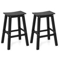 Costway 29 Patio Bar Stool Set of 2 with Curved Seat & Footrests for Backyard Outdoor Brown/Black/Gray
