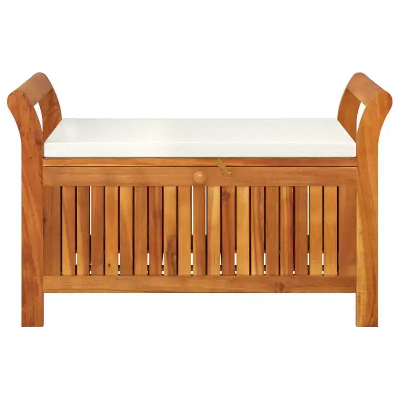 Banc de rangement pour patio avec coussin Causeuse en bois massif d'acacia pour l'extérieur