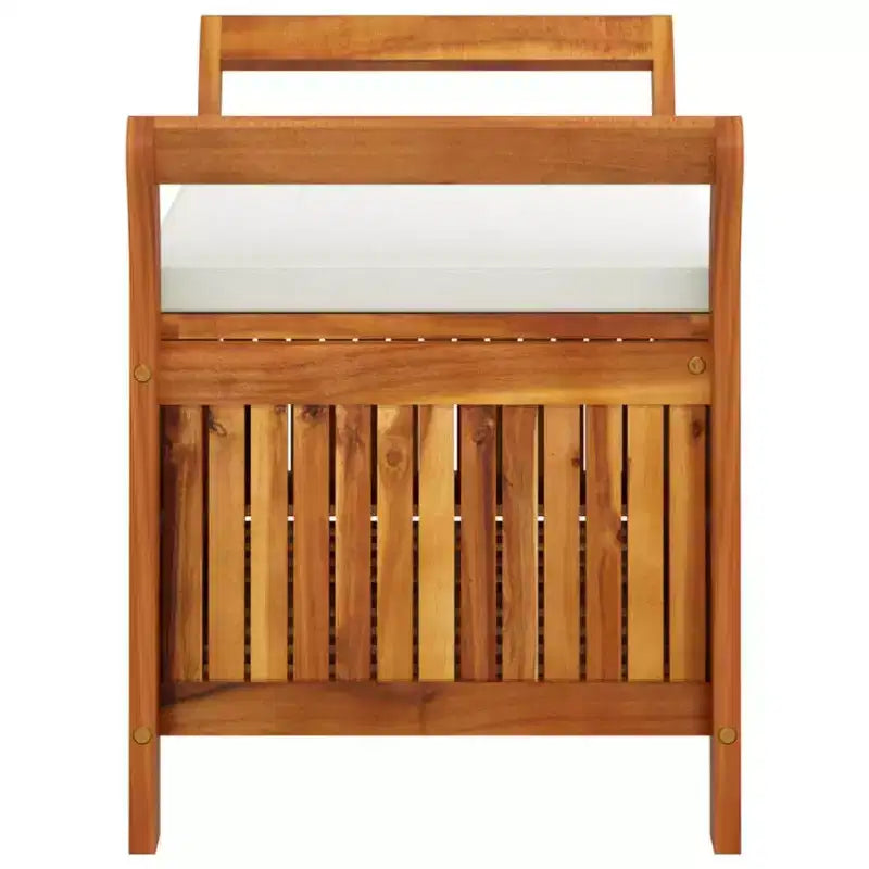 Banc de rangement pour patio avec coussin Causeuse en bois massif d'acacia pour l'extérieur