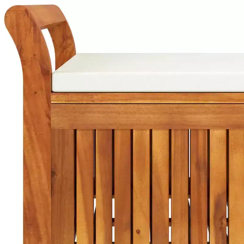 Banc de rangement pour patio avec coussin Causeuse en bois massif d'acacia pour l'extérieur