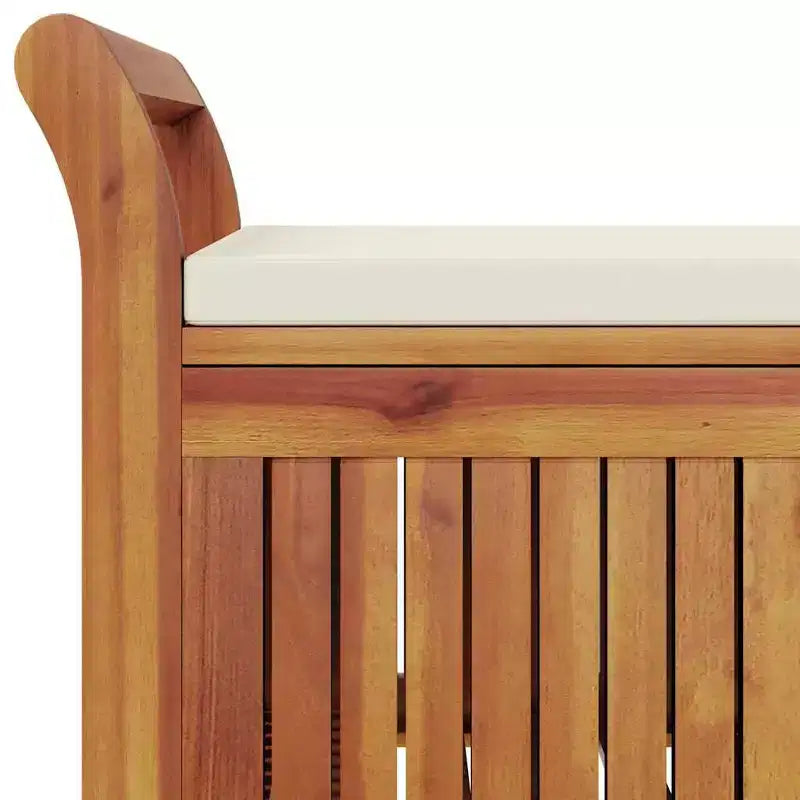Banc de rangement pour patio avec coussin Causeuse en bois massif d'acacia pour l'extérieur