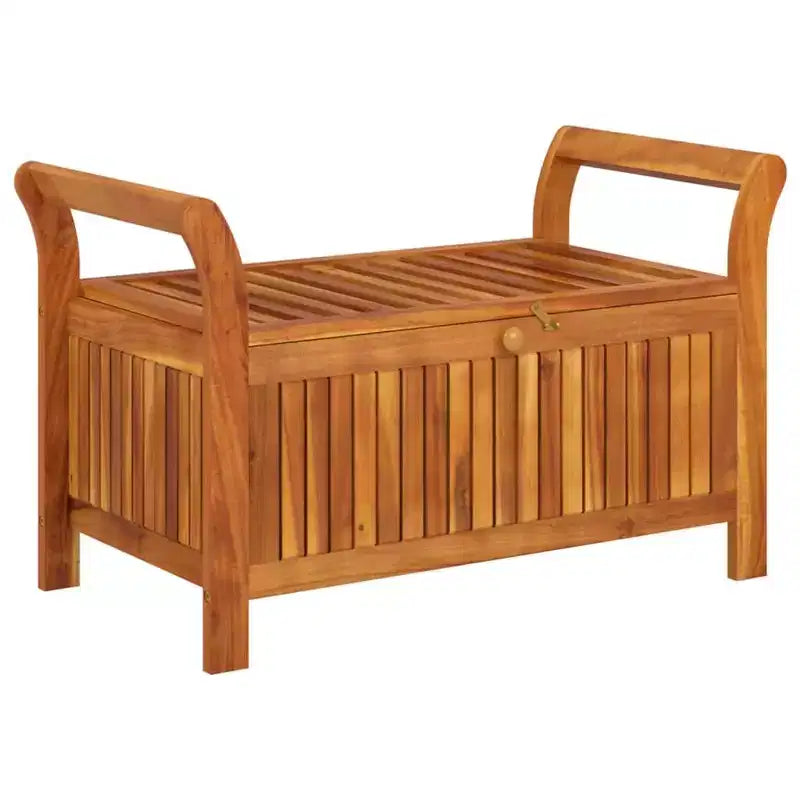 Banc de rangement pour patio avec coussin Causeuse en bois massif d'acacia pour l'extérieur