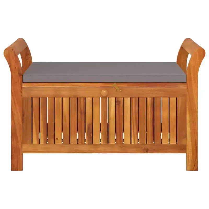 Banc de rangement pour patio avec coussin Causeuse en bois massif d'acacia pour l'extérieur