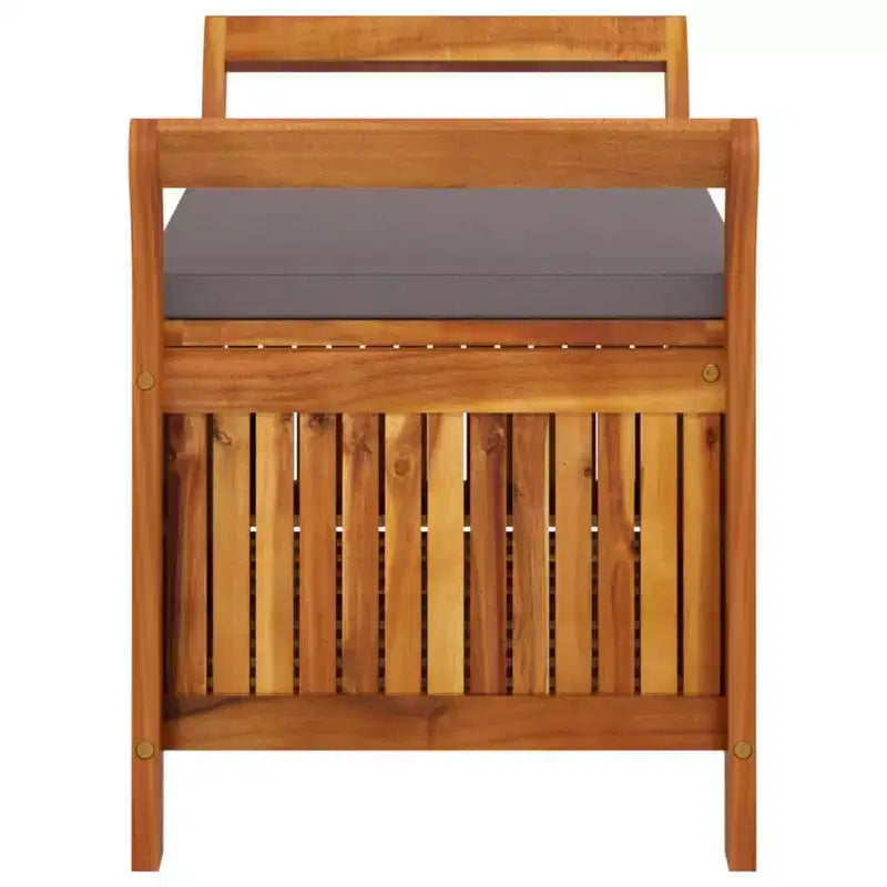 Banc de rangement pour patio avec coussin Causeuse en bois massif d'acacia pour l'extérieur