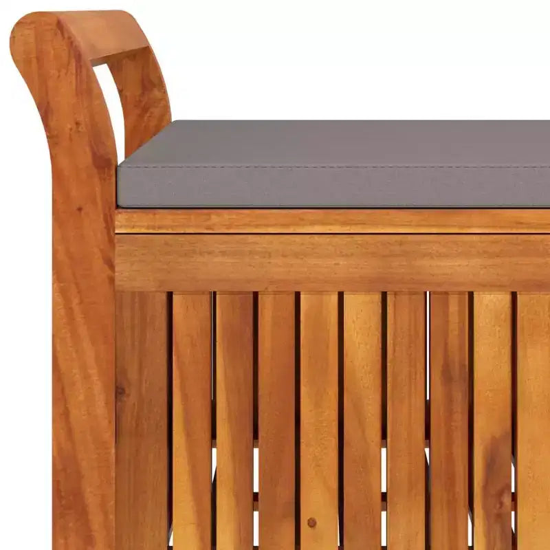 Banc de rangement pour patio avec coussin Causeuse en bois massif d'acacia pour l'extérieur