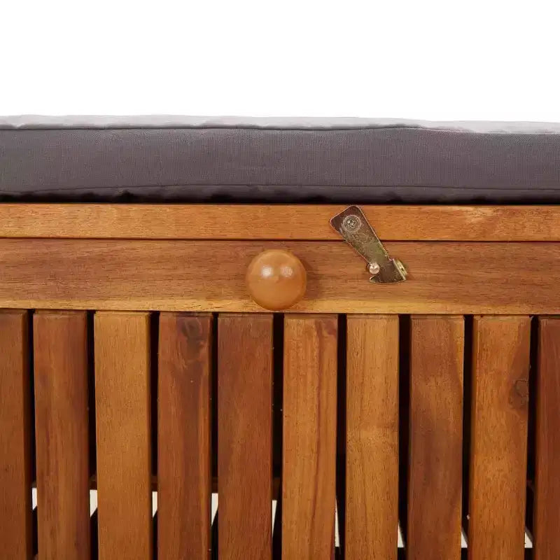 Banc de rangement pour patio avec coussin Causeuse en bois massif d'acacia pour l'extérieur