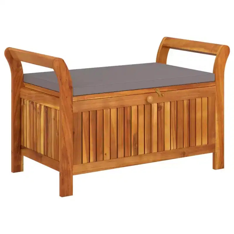 vidaXL Patio Storage Bench with Cushion Loveseat Outdoor Solid Wood Acacia
