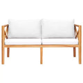 vidaXL 2-Seater Patio Bench Loveseat Chair Sofa with Cushions Solid Wood Teak