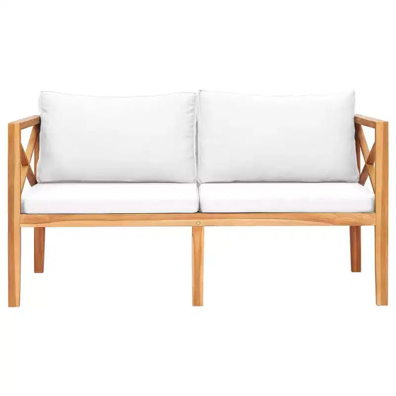 vidaXL 2-Seater Patio Bench Loveseat Chair Sofa with Cushions Solid Wood Teak