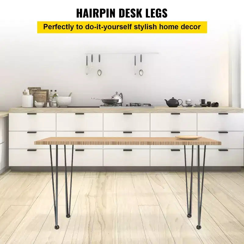 Pieds de table épingles à cheveux 26 pouces, pieds de bureau noirs, capacité de charge de 400 kg (220 livres chacun), pieds de bureau épingles à cheveux 3 tiges, acier au carbone, noir