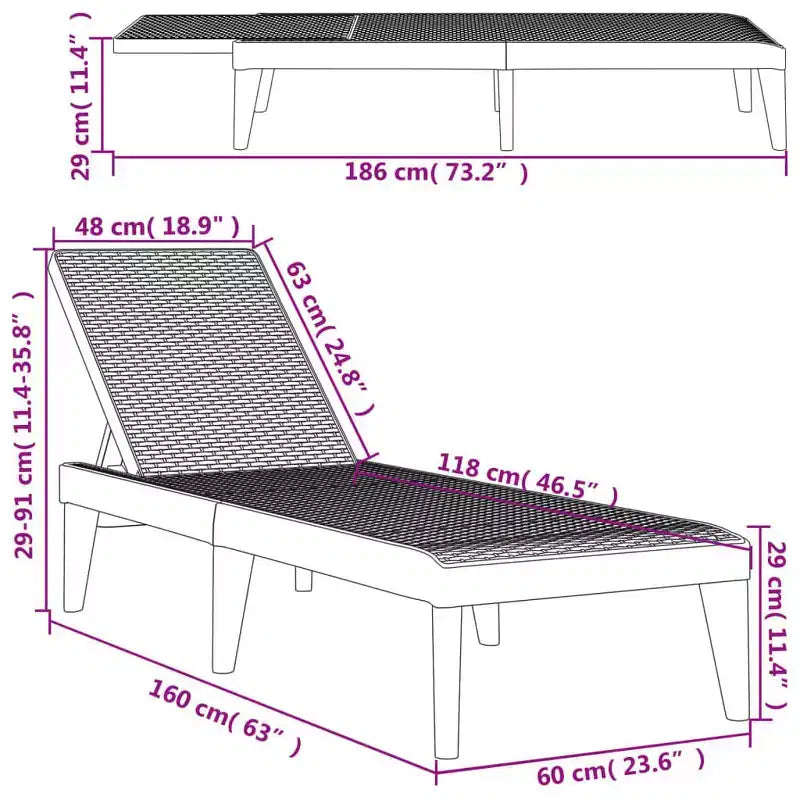 Bain de soleil Chaise longue Lit de repos Meuble de jardin extérieur