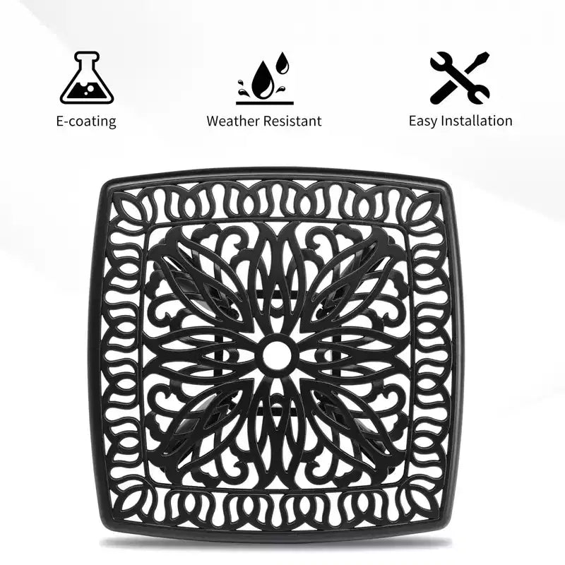 Table d'appoint de jardin carrée en aluminium moulé de 21,3 pouces