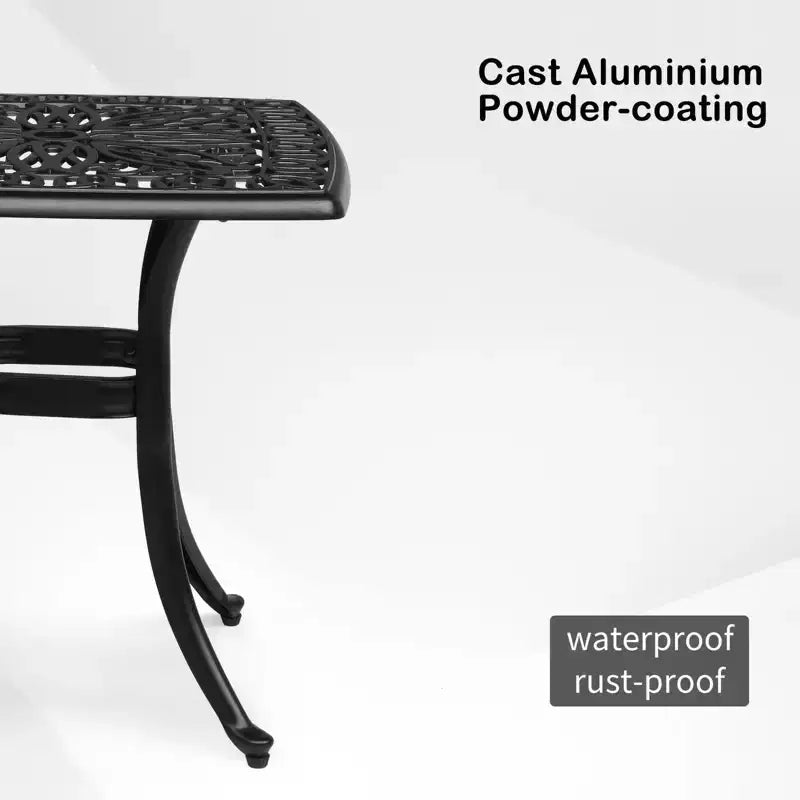 Table d'appoint de jardin carrée en aluminium moulé de 21,3 pouces