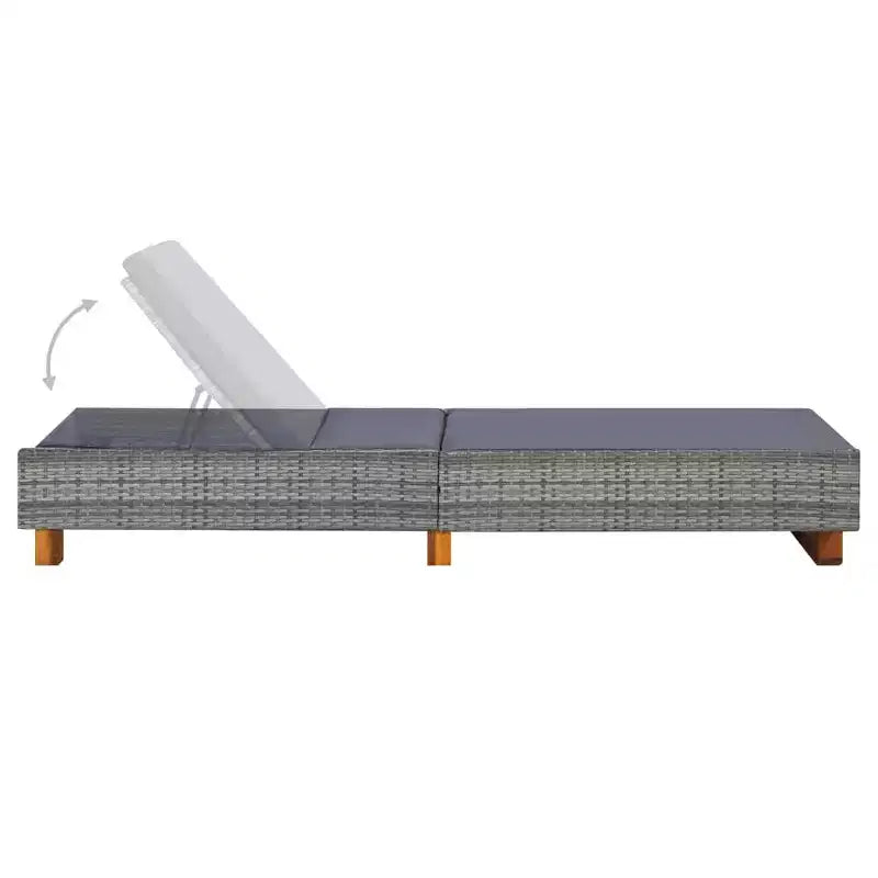 Chaise Longue de Patio, Bain de Soleil Extérieur avec Coussin en Résine Tressée