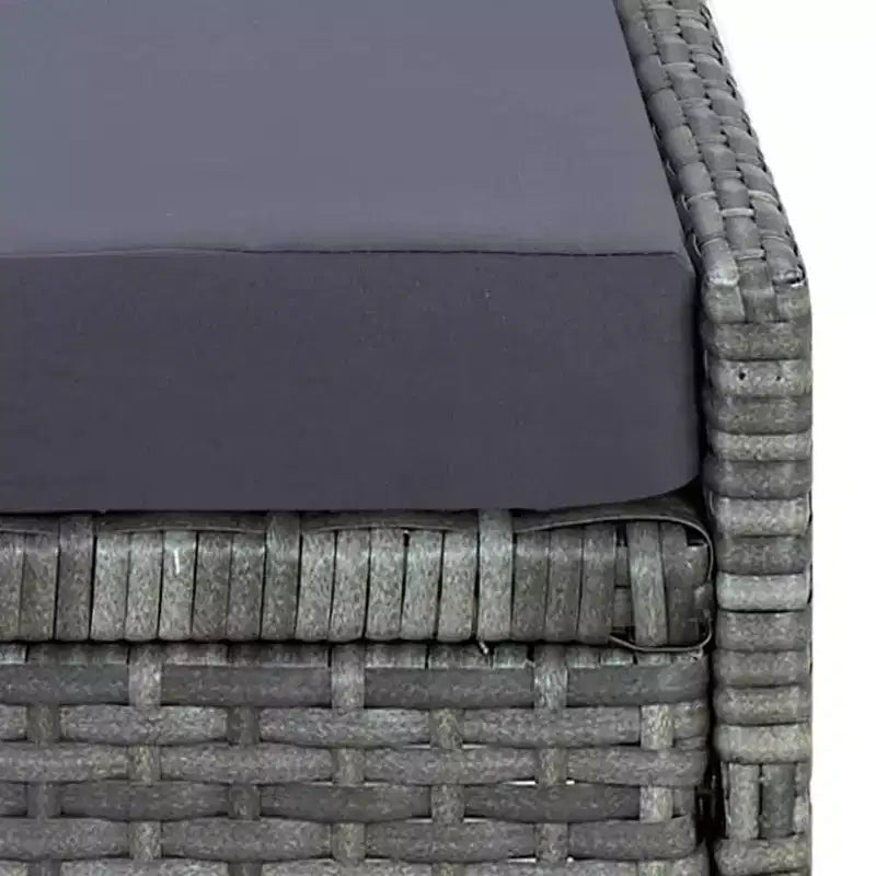 Chaise Longue de Patio, Bain de Soleil Extérieur avec Coussin en Résine Tressée