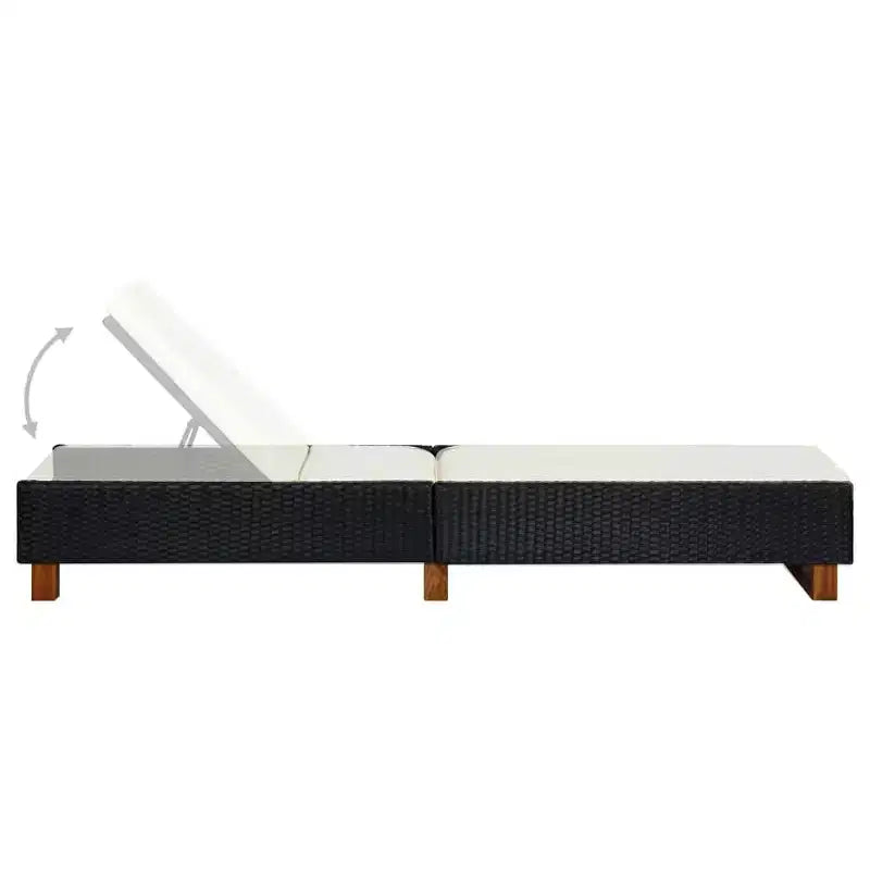 Chaise Longue de Patio, Bain de Soleil Extérieur avec Coussin en Résine Tressée