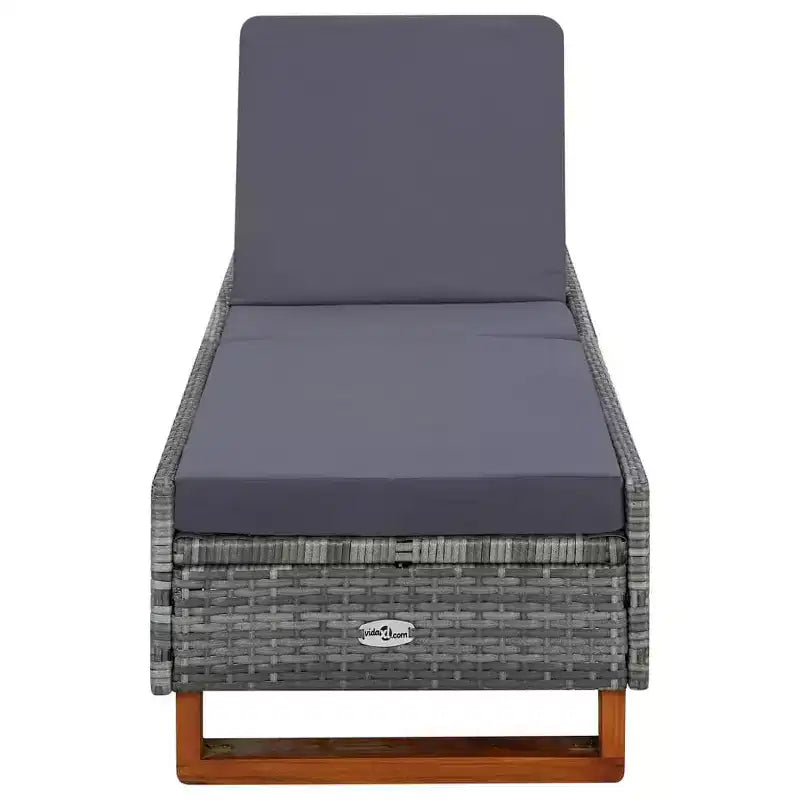 Chaise Longue de Patio, Bain de Soleil Extérieur avec Coussin en Résine Tressée