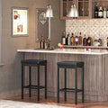 ACOINEL Bar Stools Set of 2, 24.8-Inch Breakfast Bar Chairs, Kitchen Stools with 2 Thick PU Upholstery, Black Bar Counter Stools
